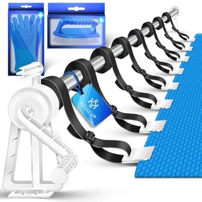 Afbeelding van KESSER® Pool oproller Premium oprolsysteem 1,05m 6,15 m voor zonnezeil mobiel zwembadzeil en afdekking incl. banden weerbestendig materiaal zilver/wit