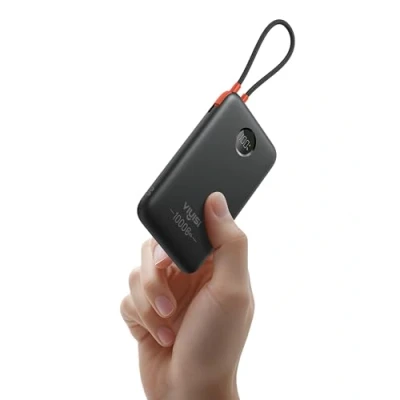 Afbeelding van VIYISI 10000 mAh Power Bank Ultra Slim 22.5W draagbare oplader Snel opladen met ingebouwde Type C kabel Compatibel iPhone 16 15 Samsung S24 S23 S22 Zwart