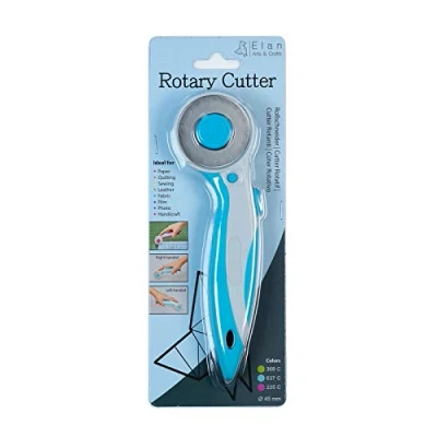 Afbeelding van Elan rolsnijder voor stof Blauw, rotary cutter naaien, behanggereedschap, gebruikt als stof, roterende snijbladen 45 mm, snijwiel perfect quiltgereedschap