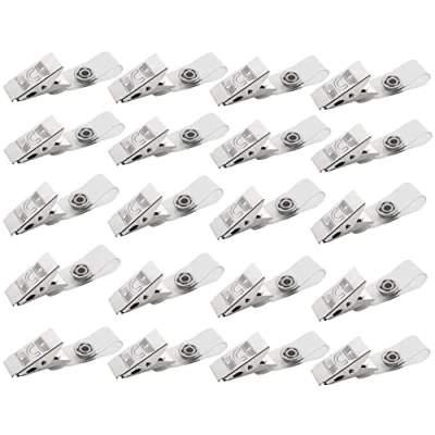 Afbeelding van BOBOZHONG metalen badge clips met heldere pvc bandjes, 20 stuks kaartclip, bandclip, ID ketting, bevestigingen voor kaart, badgehouder