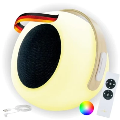 Afbeelding van SCHWAIGER 661774 RGB LED tafellamp met Bluetooth luidspreker 10 W 2000 mAh batterij dimbaar verschillende kleuren oplaadbaar IP44 spatwaterdicht afstandsbediening