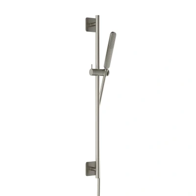 Afbeelding van HotBath Gal Verstelbare glijstang 100 cm met doucheslang 1,5 mtr en handdouche Geborsteld Nikkel PVD GL309GNP
