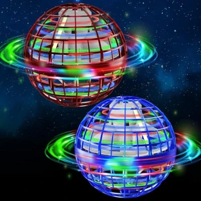 Afbeelding van semai Vliegende bal, speelgoed voor jongens, kinderspeelgoed vanaf 6 jaar, met ledlicht, de hand bediende Hover Ball, cadeau jongens en meisjes van tot 12 blauw rood