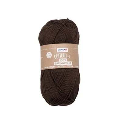 Afbeelding van Glorex 5 1004 15 katoen 100% katoen, veelzijdig inzetbaar voor breien, haken en knutselen, zeer goede kwaliteit, zacht wasbaar, 50 g, ca. 170 m, bruin