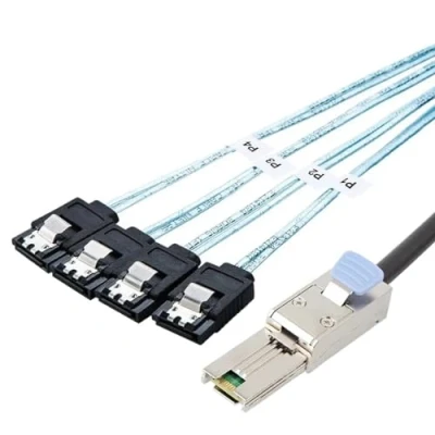 Afbeelding van Bolwins P84CS mini SAS 26P SFF 8088 naar 4 SATA splitter kabel, 1 m datakabel voor harde schijven, verbinding tussen controller en schijf