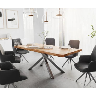 Afbeelding van eettafel Edge acacia natuur 200x100 XL kruisframe rechthoek edelstaal Live