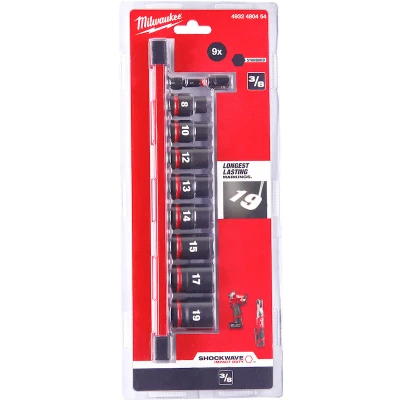 Afbeelding van Milwaukee Accessoires 3/8&quot; Slagdopsleutel STD set 9 delig 4932480454
