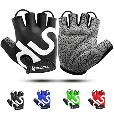 Afbeelding van KONVINIT fietshandschoenen voor heren, MTB handschoenen, halve vingers, racefiets en mountainbike, ademend, antislip, fietshandschoenen, vrije tijd mannen dames, zwart,