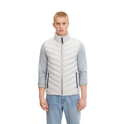 Afbeelding van TOM TAILOR Uomini Lichtgewicht gewatteerd vest 1031473, 29767 Rough Grey, L