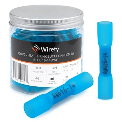 Afbeelding van Wirefy 150 Stuks Stootverbinder Krimpkous Kit Butt Connectoren Geïsoleerde en Afgedichte Kabelschoenen 1,5 2,5mm²