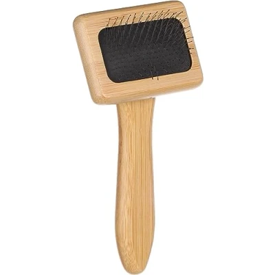 Afbeelding van &quot;Effectieve Universele Slickerborstel voor Honden met Bamboe Handvat&quot; Bruin / S 15,30 cm x 6,80 4