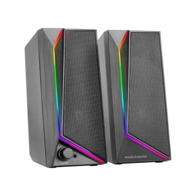 Afbeelding van MARSGAMING MS72, Gaming luidsprekers 15W, RGB Flow verlichting, 2 Actieve Drivers, DSP chipset, Plug&amp;Play USB en 3,5mm jackaansluiting, Volumeregelaar Audio aansluiting voor Koptelefoon, Zwart