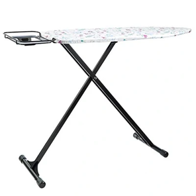 Afbeelding van Amazon Basics Strijkplank met H vormige ijzeren standaard, groot, 122 x 38 cm, zwart, bloemenpatroon