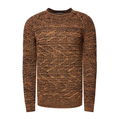 Afbeelding van gebreide trui met patroon heren wit zwart camel S M L XL XXL 3XL ronde hals lange mouwen grof 442, camel,