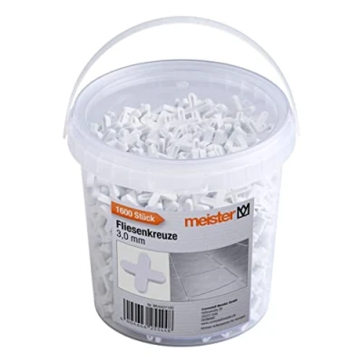 Afbeelding van Meister Tegelkruis, 3,0 mm, praktische set met 1600 stuks, van robuust polypropyleen, wit, tegelaccessoires, tegelhulp, voegenkruis, 4427100