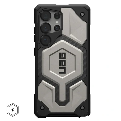 Afbeelding van Samsung Galaxy S25 Ultra MagSafe Hoesje Kunststof UAG Hardcase/Backcover Zilver Telefoonhoesje Shockproof/Valbescherming