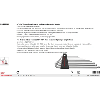 Afbeelding van PB2222.LH 10 Inbussleutelset 90 100graden, Actie