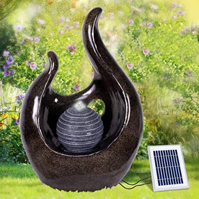 Afbeelding van AMUR op zonne energie sierfontein vogelbad waterval tuinverlichting vijverpomp fontein waterspel voor tuin tuinvijver terras vijver balkon zeer decoratief
