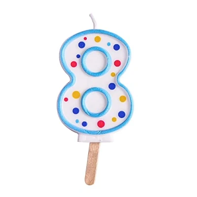 Afbeelding van PME CA068 kaars, blauw, nummer 8, kunststof, 4 x 1 6,3 cm