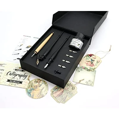 Afbeelding van Liquidraw Kalligrafie Pennenset Dip Penpunten Houder Set Met Zwarte Inkt Voor Kunstenaars, Beginners, Volwassenen &amp; Kinderen