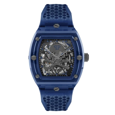 Afbeelding van Philipp Plein The $Keleton Crystal PWPTA0324 Horloge Kunststof Blauw Ø 43 mm
