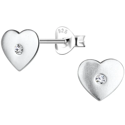 Afbeelding van JoyS Zilveren hartje oorbellen 7 mm kristal sterling zilver 925
