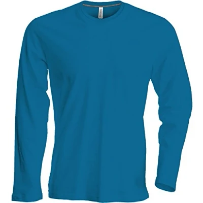 Afbeelding van Heren T shirt met lange mouwen en ronde hals, licht nauwsluitend, in 20 kleuren de maten S, M, L, XL, 2XL, 3XL 4XL, Tropical Blue, L