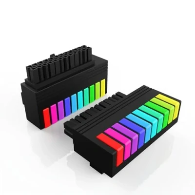 Afbeelding van Regenboog ARGB ATX 24 Pin 90 Graden Voedingsadapter RGB Power Adapter voor PC Moederbord Socket naar Mannelijke Stroomaansluiting Voedingen