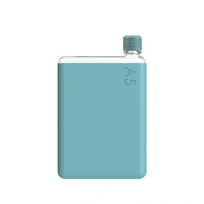 Afbeelding van memobottle A5 (Sea Mist) Bundle 25 oz (750ml) Fles, siliconen hoes en deksel Slanke waterfles voor tassen, naast boeken laptops BPA vrij Tritan Modern &amp; minimalistisch