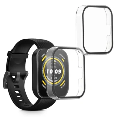 Afbeelding van kwmobile 2x cover geschikt voor Amazfit Bip 5 Unity 46mm Fitnesstracker van gehard glas en kunststof frame set transparant