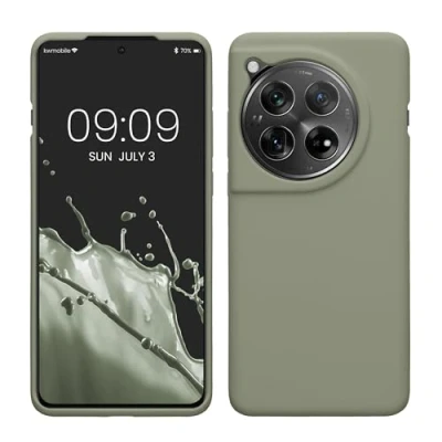 Afbeelding van kwmobile telefoonhoesje geschikt voor OnePlus 12 Hoesje met siliconen coating Smartphone case in grijsgroen