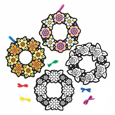 Afbeelding van Baker Ross AX882 bloemenkransen 10 delige set voor kinderen Fuzzy Art Decoraties Spring Crafting, kleuren en om weer te geven!