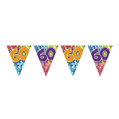 Afbeelding van Mini vlaggenlijn slinger 60 jaar Birthday Blocks 3 meter