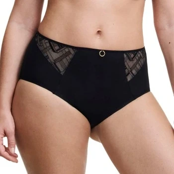 Afbeelding van Chantelle dames High waisted slip met mesh in de kleur Zwart, maat: 38