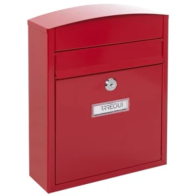 Afbeelding van ARREGUI Compact E5736 Brievenbus van Verzinkt Staal Formaat S (DIN A5 Post) Wandbrievenbus voor Buiten Waterdicht met Naamplaatje 2 Sleutels Eenvoudige Montage Rood
