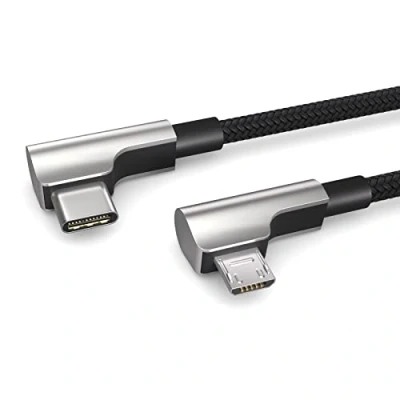 Afbeelding van 0,15m USB C naar Micro USB, OTG kabel, laadt apparaten, haakse stekker, datakabel, laadkabel, 2.0