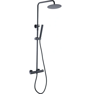 Afbeelding van Xellanz Twenty eco thermostatische regendoucheset opbouw rond mat zwart