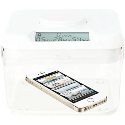 Afbeelding van Kitchen Safe Time Locking Container, opbergbox met timer voor mobiele telefoons, snacks en andere ongewenste verleidingen (Wit deksel + 3&quot; Doorzichtig basis)
