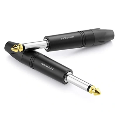 Afbeelding van deleyCON 2x 6,3mm Jack Audio Adapter Mono Configureerbare 6,35mm TS Plug to Raw Connector voor Aansluitingen Kabels en Apparaten Luidspreker Microfoon Mixing Console Muziekinstrument Recording Studio