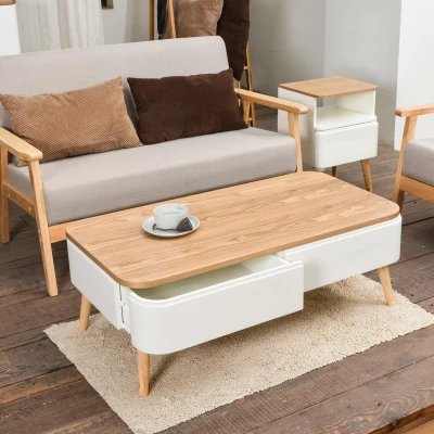 Afbeelding van Scandinavische Salontafel Bergen Wit en Hout Menzzo