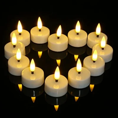 Afbeelding van Ymenow Ledkaarsen met timerfunctie, 12 stuks, elektrische theelichtjes batterijvoeding, ledtheelichtjes, vlamloze, flikkerende kaarsen 3D lont, voor Halloween, Kerstmis, thuis, tafel, decoraties, warmwit