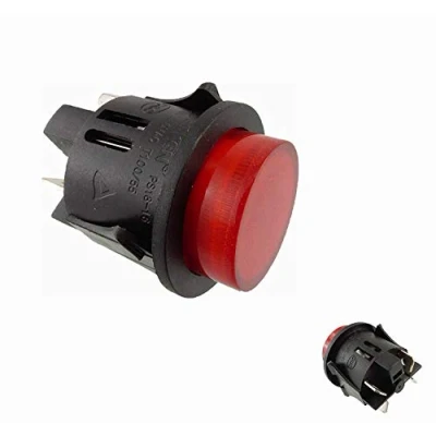 Afbeelding van Drukschakelaar, inbouw, ø 250 V, 16 A, rood verlicht, platte stekker 6,3 mm (2)