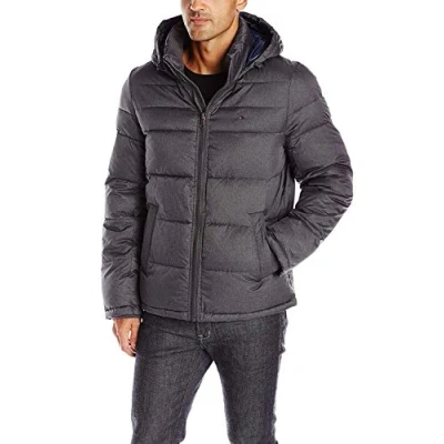 Afbeelding van Tommy Hilfiger heren Down Alternatieve bovenkleding Jas Klassieke Puffer met capuchon, Hei houtskool, B077TWL2SB