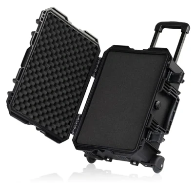 Afbeelding van Zelsius transportkoffer, camerakoffer, outdoorbox, kunststof koffer, hardshell gereedschapskist, gereedschapstrolley, aktetas, fotokoffer, zwart, 18 liter met wielen