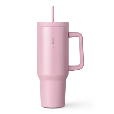 Afbeelding van Vinsun Tumbler met Handvat en Rietje 1200ml Roestvrij Staal Reismok 40oz, Dubbelwandige Geïsoleerde Thermosbeker voor Warme Koude Dranken Koffiebeker Deksel