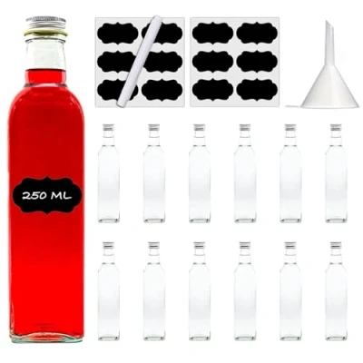 Afbeelding van casavetro 12 lege glazen flessen 250 ml MAR met sluiting kleine likeurflessen jeneverflessen sapflessen fles om zelf te vullen nr. 200