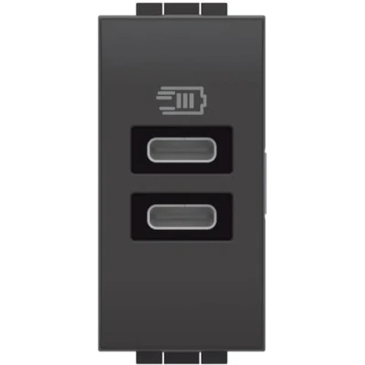Afbeelding van Legrand livinglight 2 x usb c 15w 1 mod antraciet btl4191cc