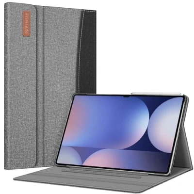 Afbeelding van FINTIE Hoesje voor Samsung Galaxy Tab S8 Ultra 14,6 inch 2022 (Model SM X900 / X906), Portfoliostandaard met meerdere hoeken en zak, automatisch slapen/waken, grijs