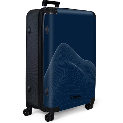 Afbeelding van NoBoringSuitcases.com® Koffer groot Reiskoffer lichtgewicht Blauw met abstracte lijnen Rolkoffer 4 wielen Grote trolley XL 98 liter bagage
