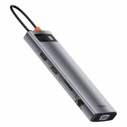 Afbeelding van Baseus USB C 11 in 1 hub, 3xUSB, 2xHDMI, VGA, 100W PD, kaartlezer, RJ45.